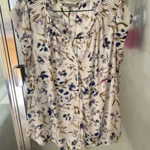 White Floral Blouse 1X